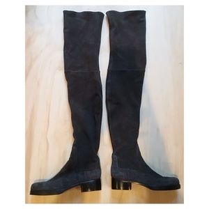 Tory Burch Over-the-Knee Charcoal Gray Suede Boots